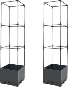Sunnyglade 2 Pcs Raised Garden Bed Planter Box with Trellis, 44” Tomato Trellis Planter for Various Vine Climbing Plants Vegetables Detachable Frame for Outdoor Indoor Terrace