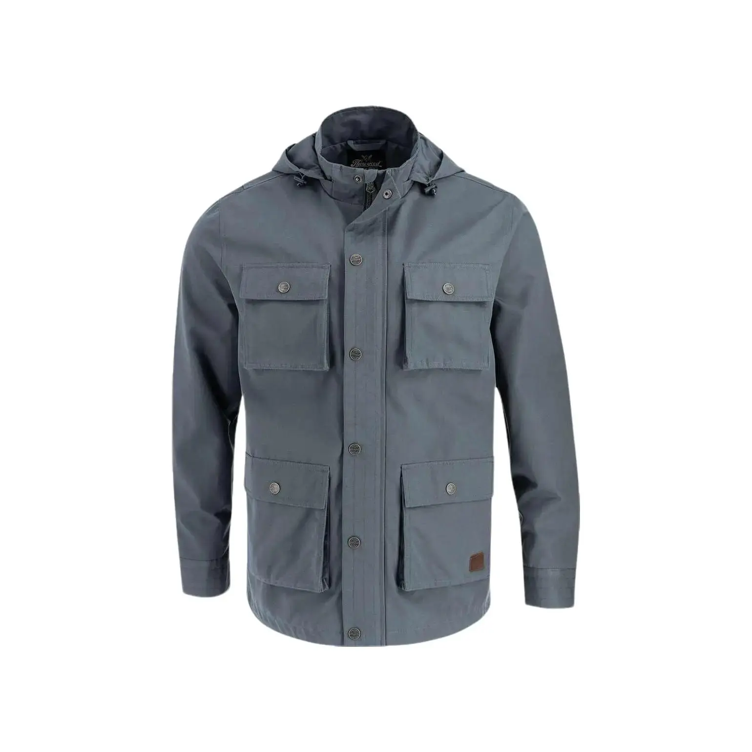 Thorogood Men's Tradesman Long Sleeve Waxed Cotton Jacket - Water-Repellent Fabric, Removable Hood, Zipper Closure
