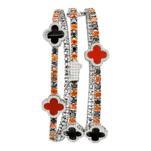 Aura Zen Moissanite Clover Tennis Bracelets 925 Sterling Silver  3mm – Orisha Spiritual Collection – Elegua, Chango, Oshun, Yemaya, Orula, Obatala – Unisex Luxury Protection & Luck Jewelry Gift