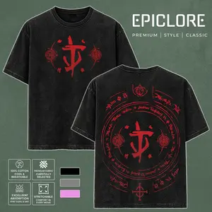 DOOM Eternal Game Washed Tshirt Oversize Unisex Soft Washed Cotton T-Shirt, RPG graphic tees Top anime manga game merch Casual  men gifts shirts men Menswear Print Straight streetwear fit