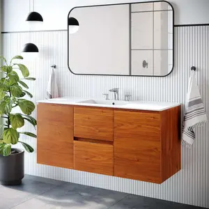 Modway Scenic 48" Wall-Mount Bathroom Vanity in Cherry White