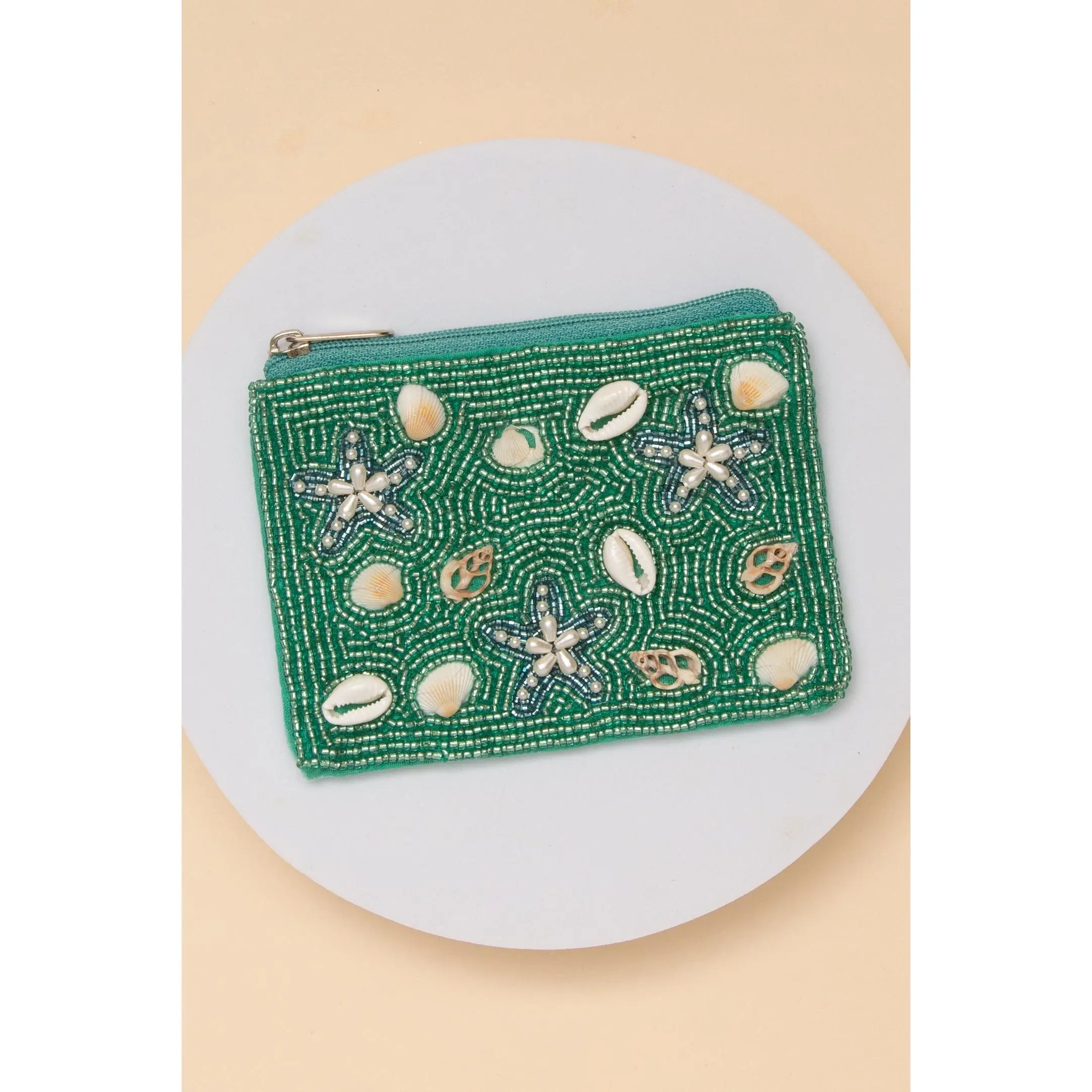 Mackenzie Starfish Turquoise Coin Bag With Seashell Beadwork