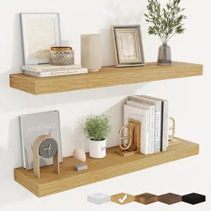 Floating Shelves for Wall, Wall Mounted Wood Floating Shelf with Invisible Brackets for Living Room,, Bedroom, and, 30 Inch Set of 2, Oak