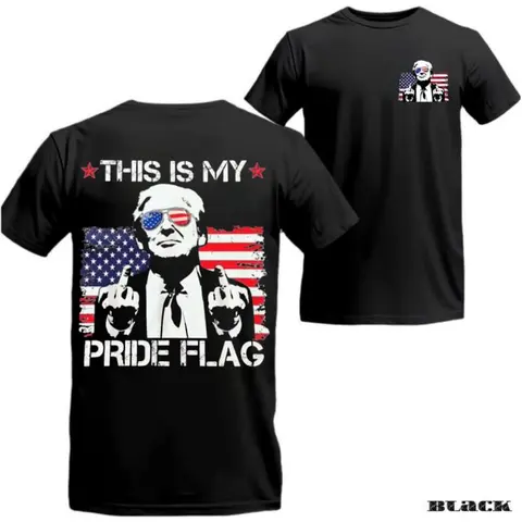 Men's Classic Loose Menswear Basic T-Shirt - Trump My Pride Flag Casual Cotton Top, Make America Great Again Funny Gift (Unisex, All Seasons, Clothes for Women Option)