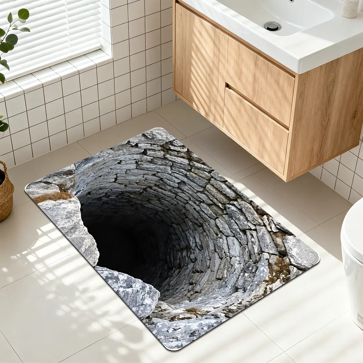 Local Delivery Stone Texture Bathroom Mat Diatomite Material Non-Slip Super Absorbent Quick Drying Shower Floor Mat 16x24in