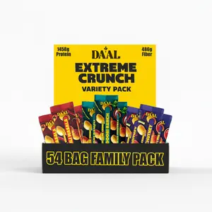 DAAL Family Variety Pack - 54 Pack (9 Sticks Per Bag) | Tandoori Ranch, Buffalo Chutney & Sweet Chili Masala | High Protein, Fiber-Rich, Gluten-Free Snack