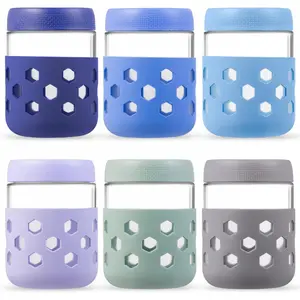 6-Pack 16oz Glass Mason Jars with Silicone Sleeves, Airtight BPA-Free Overnight Oats Containers with Lids, Dishwasher Safe Leak-Proof Meal Prep Jars for Chia Pudding, Yogurt, Snacks