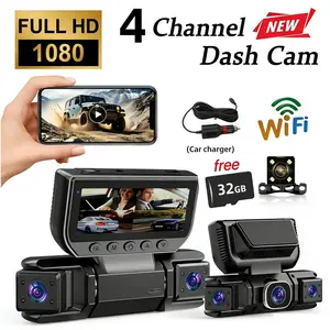 FREE 32G+ACC🚗🔥Must-Have for Daily Commuters! 4-Lens 1080P Dash Cam with WiFi, Night Vision, G-Sensor Lock, No Blind Spots🚗24H Parking Monitor(ACC Hardwire kit required)🚗 Non-rechargeable, Comes standard with cigarette lighter power supply.