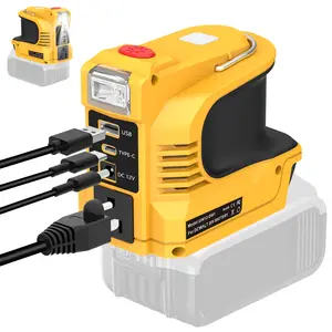 Portable Power Inverter (Tool Only) Compatible with Dewalt 20V Battery, 220W Outdoor Generators Supply Convert DC 20V to AC 110V Battery Powered Outlet with 1 USB Port, 1 Type-C, and 1 AC Outlet
