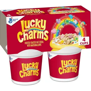 Lucky Charms Gluten Free Cereal with Marshmallows, Kids Breakfast Cereal, Made with Whole Grain, 4 Cereal Cups, 6.8 oz