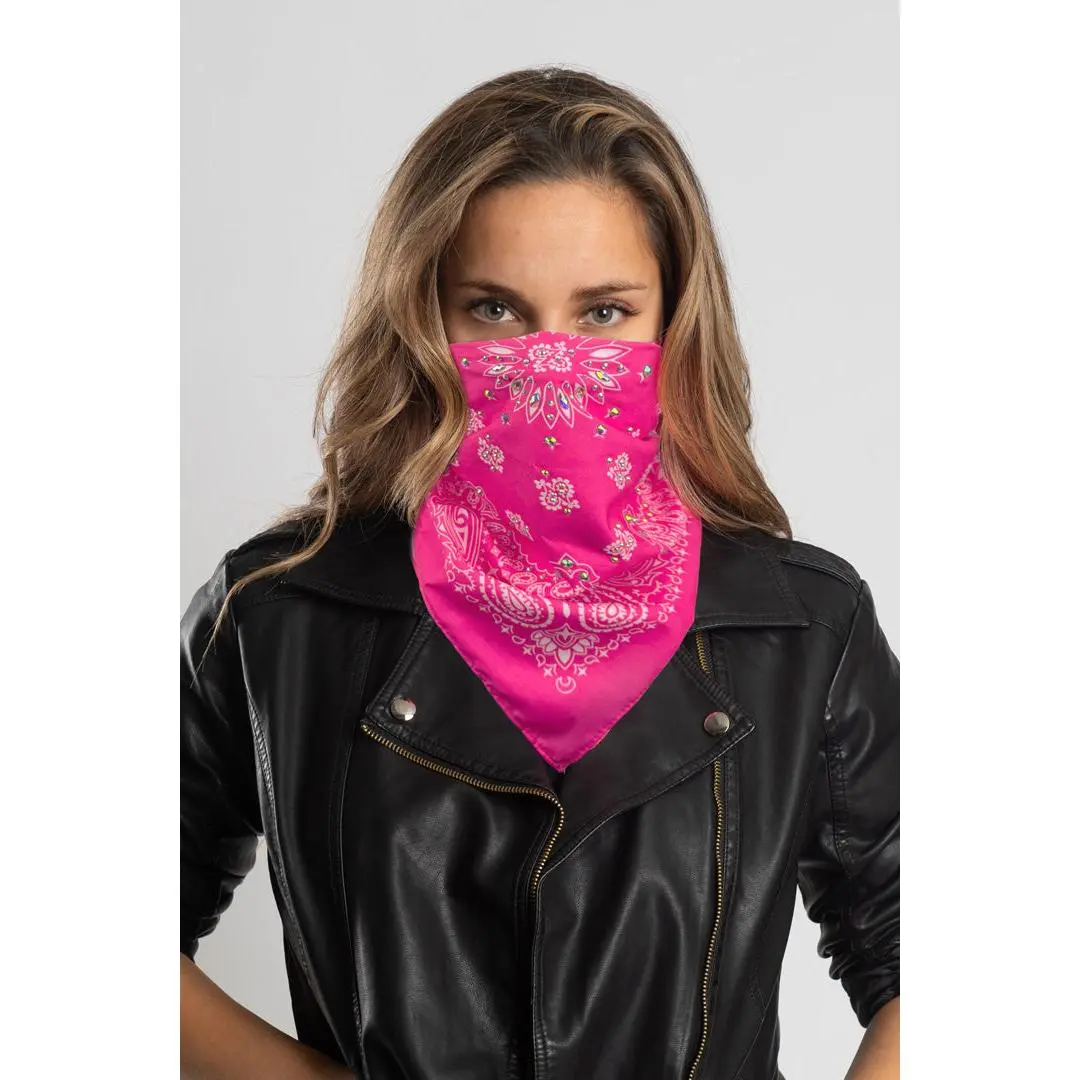 Pink Paisley w/Gems 22" Bandana