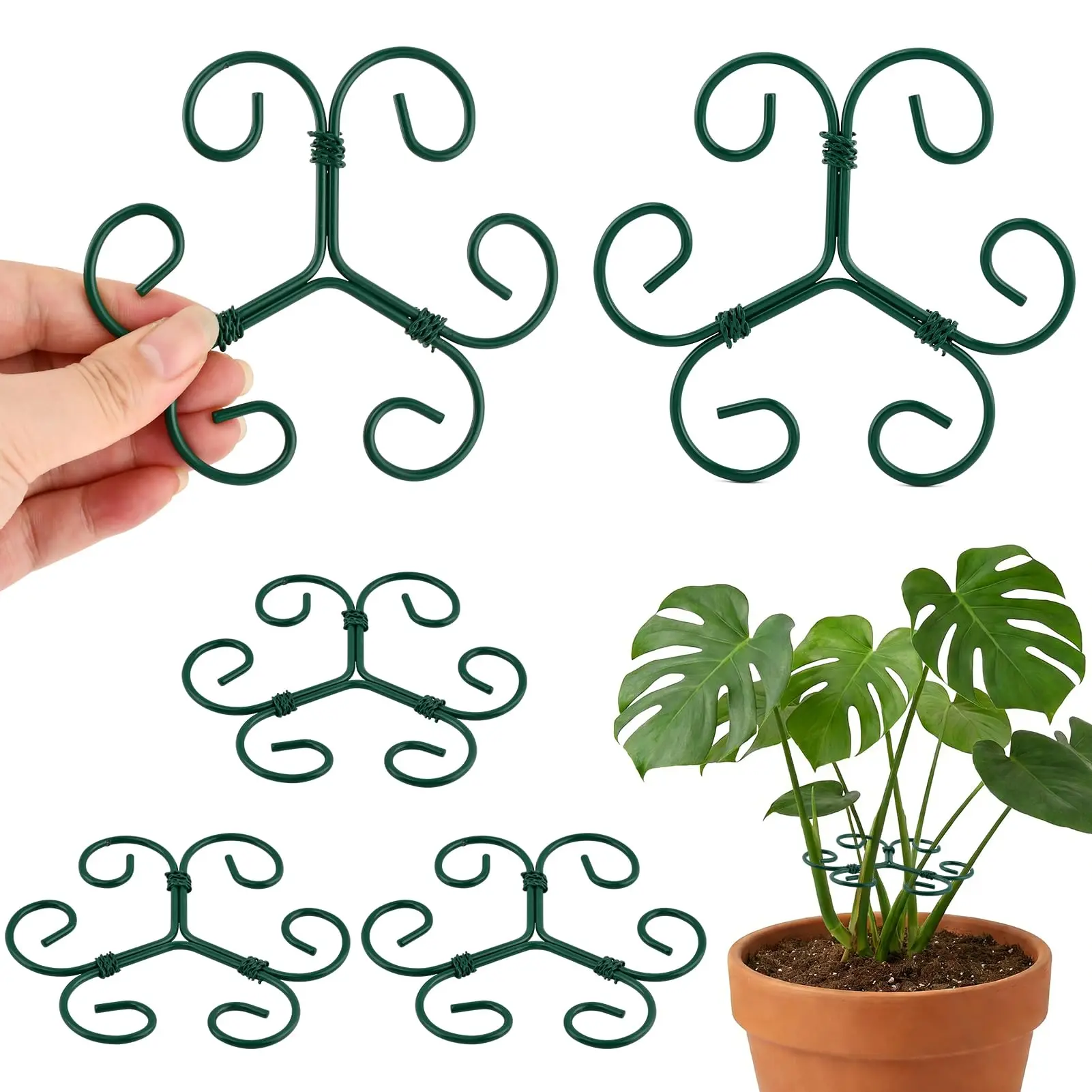 8 Pack Plant Stem Support Iron Monstera Plants Supports Stable Plant Support Stakes Houseplant Climbing Stem Supports and Stabilizer, Turtle Shell Bamboo Clamp