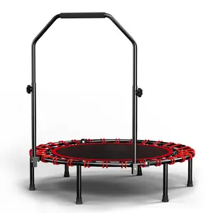40inch Foldable Trampoline with N Shape Handle Premium Elastic Black 30 Bungees Adjustable Bar for Adults ASTM CPC Certified Thickened Metal Coating Surface 6-Legs Durable Design