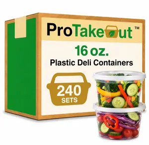 ProTakeOut, [16 oz] Heavy-Duty PP Deli Containers with Lids – 240 Sets (24/20) | Microwave & Freezer Safe | Durable, Leak-Resistant & Reusable | Ideal for Food Storage, Meal Prep, Restaurants & Catering
