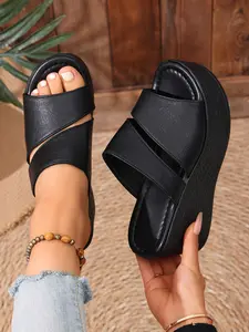 Women's Wedge Heel Sandals, Lightweight Comfortable Non-Slip Platform Elevator Slippers, Perfect for Daily Wear and Casual Use, Elegant Classy Sandals