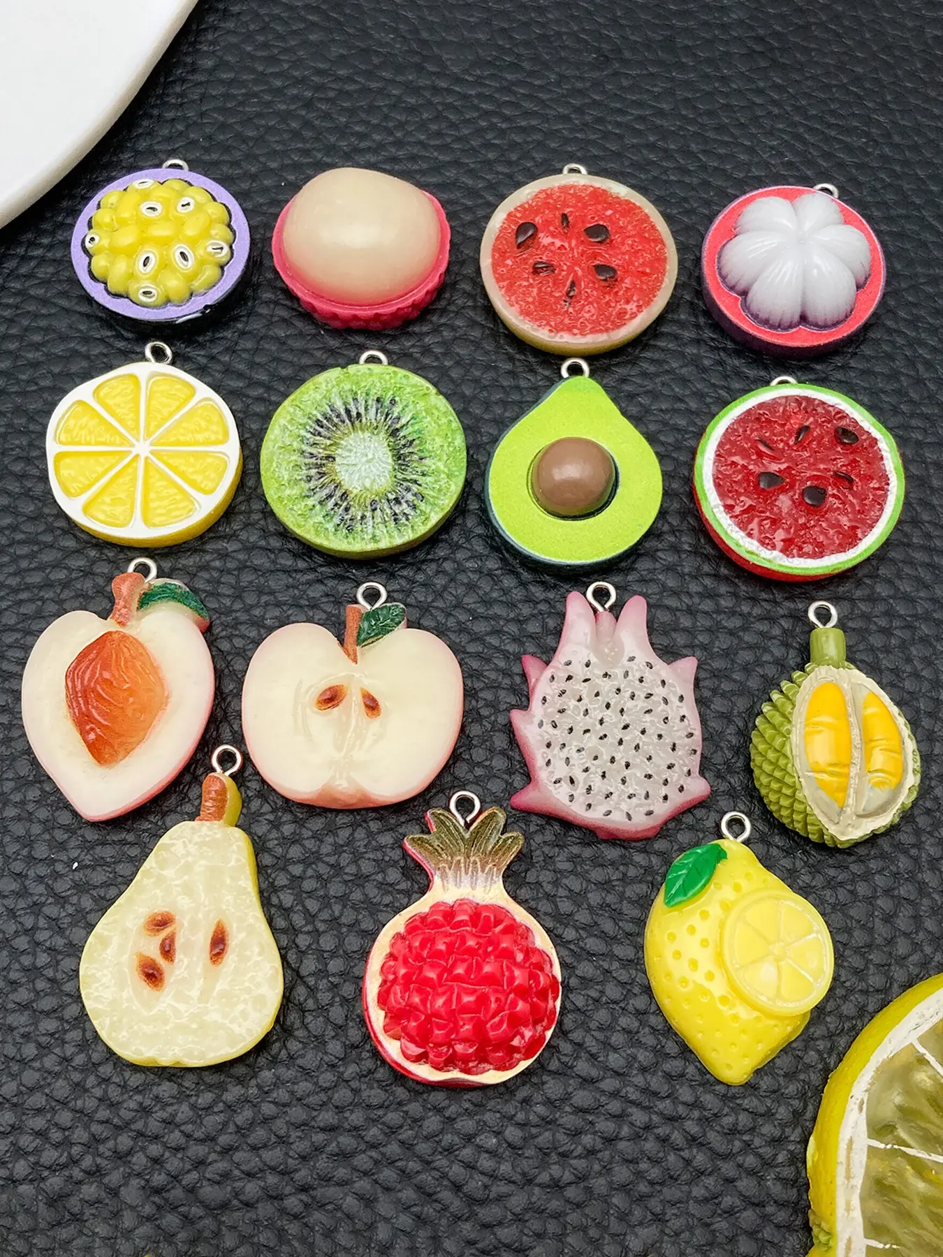 15pcs Mix Resin Large Fruit Charms, Watermelon Apple Avocado Pendant, Cute Simulated Food for DIY Necklace Earrings Jewelry Making, Fruit Pendant Set