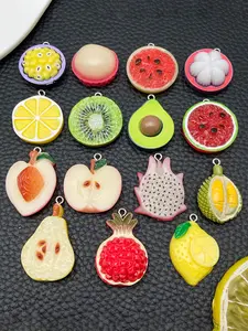15pcs Mix Resin Large Fruit Charms, Watermelon Apple Avocado Pendant, Cute Simulated Food for DIY Necklace Earrings Jewelry Making