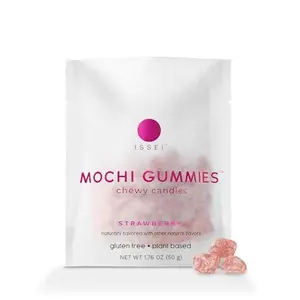 ISSEI Mochi Gummies Chewy Candy | Soft & Chewy | Award Winning | Gelatin-Free, Non-GMO, Kosher | Delicious Snack | 1.76 Oz (1.76 Ounce, STRAWBERRY)