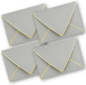 V-Flap Envelopes 50 Pack, A4 Size,  Border,  for Invitations, Wedding,  Shower, All Occasions (Gray)