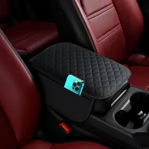 Upgraded Universal Car Center Console Cover with 2 Storage, Thickened Memory Foam Microfiber Leather Car Armrest Cushion, Scratch-Resistant for Most Vehicles