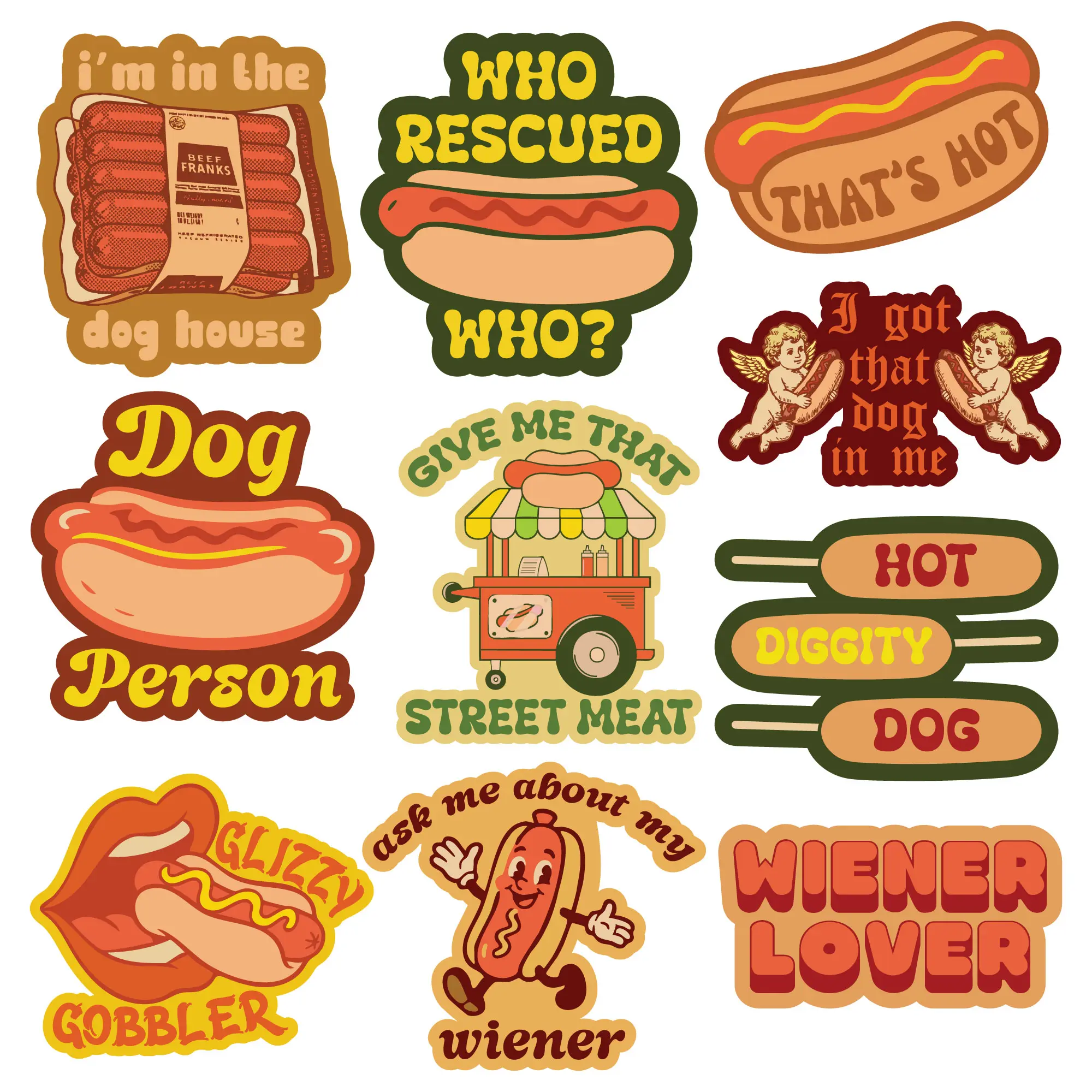 Hot Dog Sticker Extra Large Stickers Funny Cookout Adhesives with Memes Funny Stickers with Colorful Graphic Decals Funny Food Multi - Hot Dog Sticker Extra Large Stickers Funny Cookout Adhesives with Memes Funny Stickers with Colorful Graphic Decals Funny Food Multi -