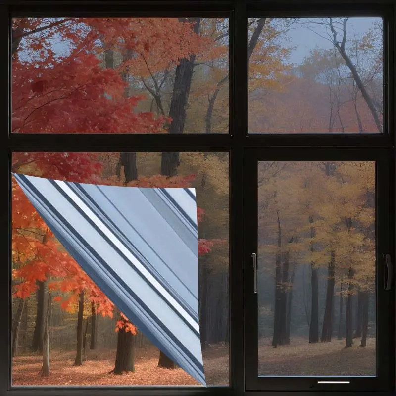 A roll of one-way privacy window film, high-quality PVC material, day-time reflective thermal UV door paste, Home Office living room window film, very suitable for bedrooms, courtyards, sun rooms, offices and campus space, Sun Shade Film