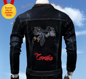 Denim jacket There are a variety of styles to choose from, including Classic Blue, Cool Black and Vibrant Yellow.Unique prints, lettering and motifs on the back, such as an eagle with wings spread and a statement text, show an uninhibited attitude.Hole