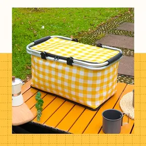 Picnic Insulated Bag, Portable Insulated Bag - Steel Frame Structure - Foldable Food Storage Basket