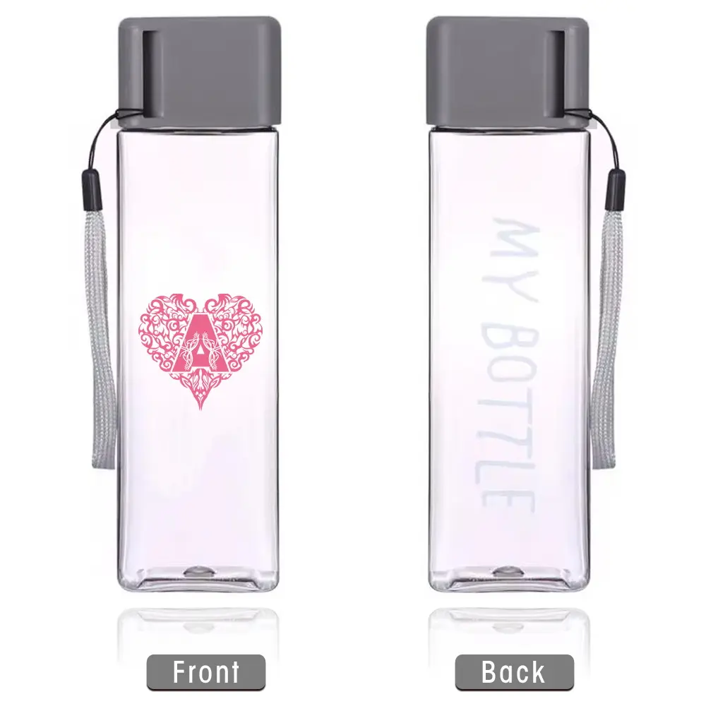 500ml Student Clear Water Bottle Drinking Cup | Initial Name 26 Letters Heart-Shaped Pattern | Lightweight Leakproof Design | Large Capacity for School, Dorms & Sports | Back to School Essential