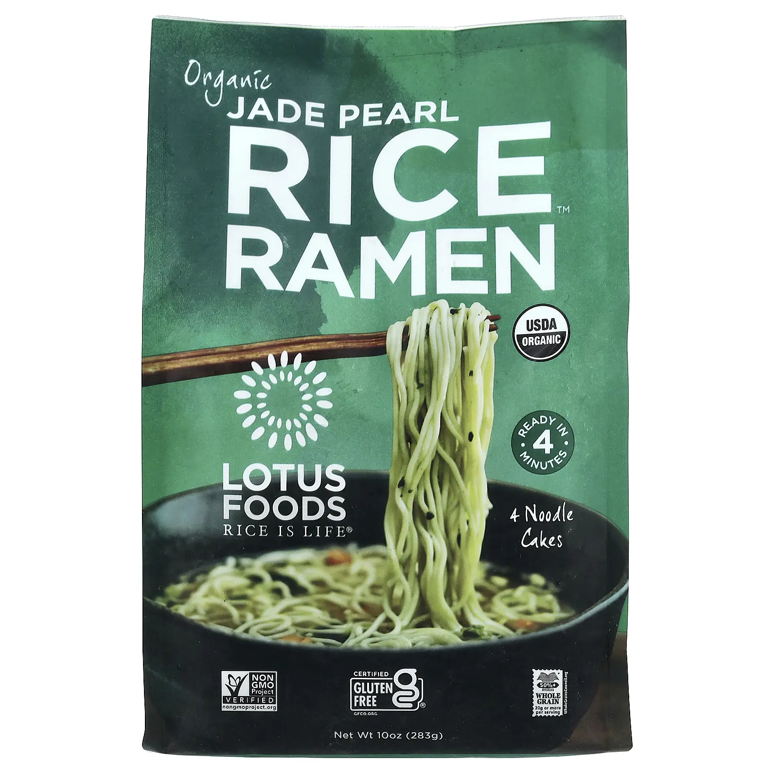Lotus Foods Organic Jade Pearl Rice Ramen™, 4 Noodle Cakes, 10 oz (283 g)