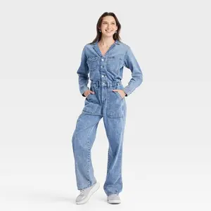 Women’s long-sleeved practical loose denim jumpsuit – universal thread GARMENTARY