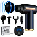 Cordless Battery-Powered Handheld Massage Gun - Electric Muscle Relief Personal Care Gadget with Replacement Heads, Portable Black Self Care Products, 1 Set for Bf Birthday Gift, Gifts for Him