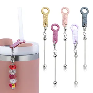 15/30pcs DIY Beaded Acrylic Straw Pendant with Sparkling Water Ripples Suitable for Water Cup Straw Accessories Decoration