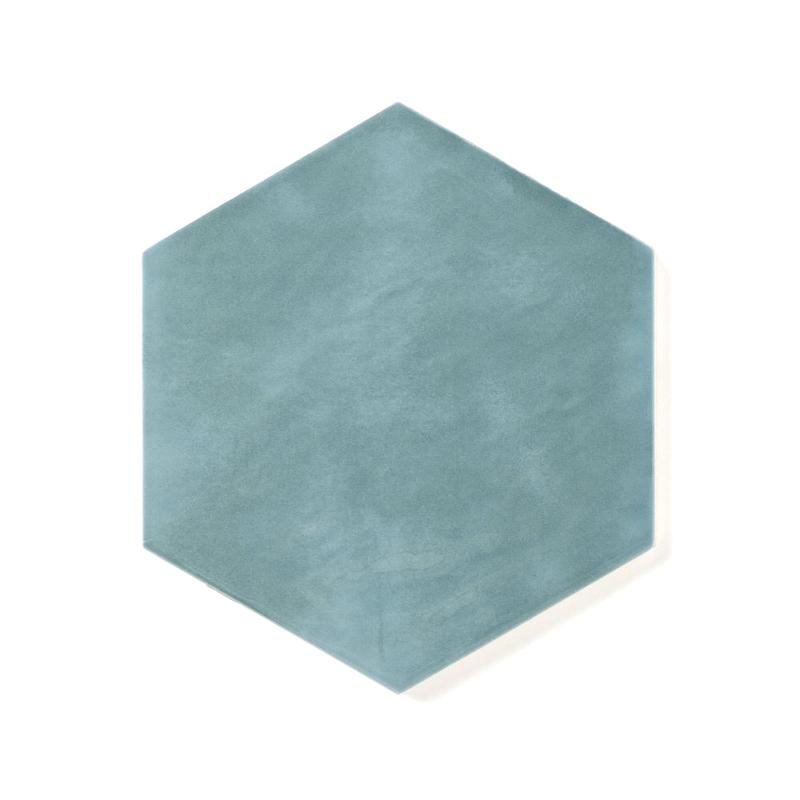 San Fran Volga Blue 7x8 Hexagon Ceramic Tile Glossy