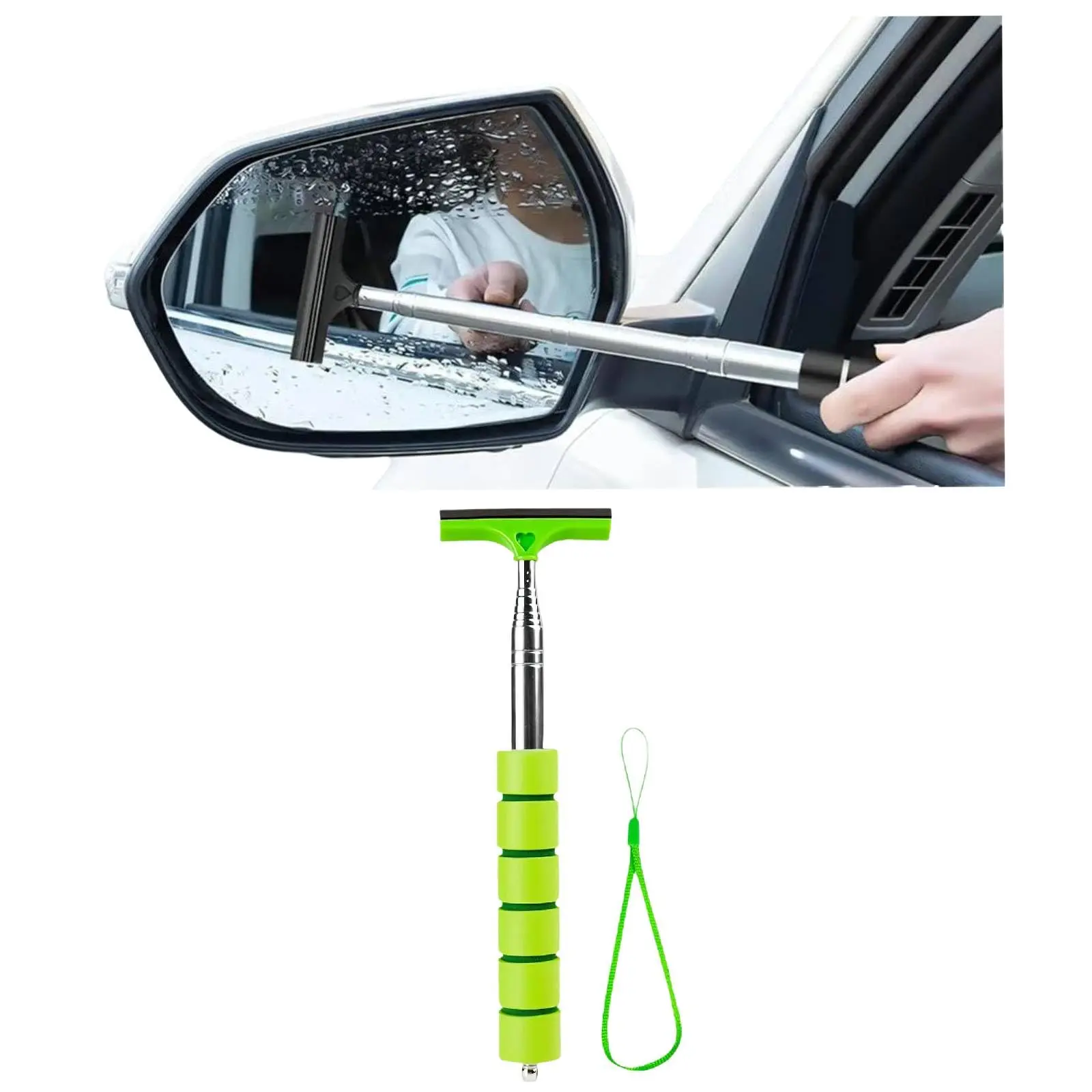 Car Rearview Mirror Wiper, 8.58 Inch Extendable Car Window Cleaner, Mini Portable Glass Squeegee, Universal Auto Cleaning Tool, Car Windshield Cleaner, Car Cleaning Supplies