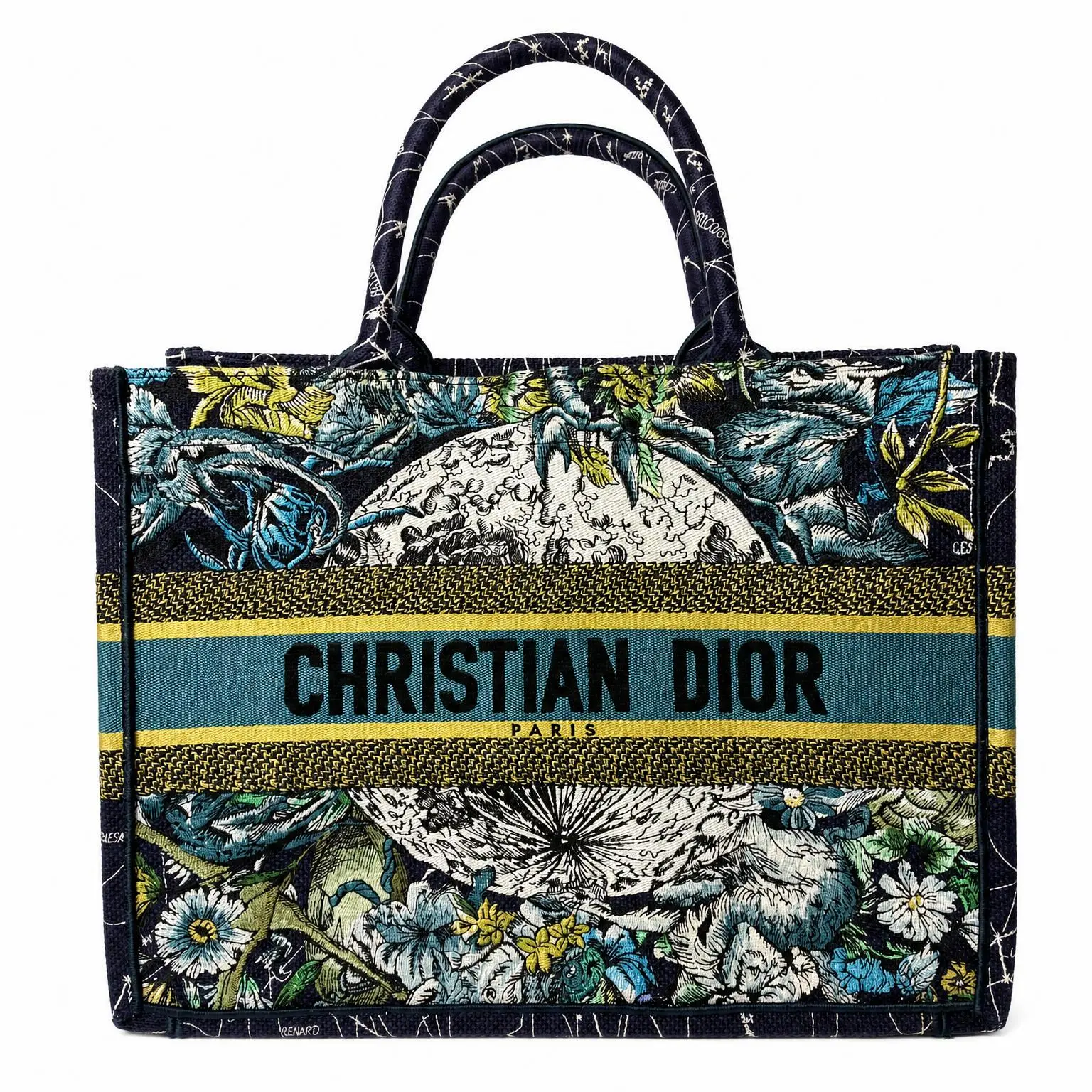Pre-owned Dior X Tote Bags Book Tote floral print canvas navy
