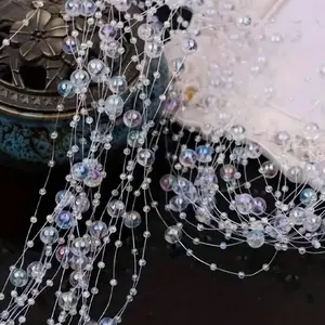 1 Roll Imitation Pearl Bead String, 180 Inches Decorative Beads, Wedding Bouquet, Bride Hair Accessory, DIY Jewelry, Holiday Decoration