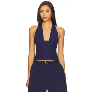 SER.O.YA Bimini Mesh Halter Top in Navy