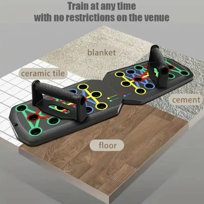 28-in-1 Portable Foldable Push-Up Board with Handles - Multifunctional Home Gym Strength Training Equipment, Color-Coded Slots, Compact Size, Unisex Upperbody Gear for Floor Workouts, Targeted Push-Up/Triceps/Back Focus, Take to the Gym