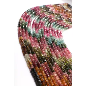 Natural Watermelon Tourmaline 4-5.5mm Rondelle, AAA Quality Faceted Micro Diamond Cut Tourmaline Rondelle, Jewelry Making Beads 13" St