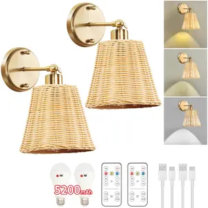 Frideko Boho Battery Operated Wall Sconce, Indoor Wall Lamp,for Bedroom Living Room Corridor with 4 Timer