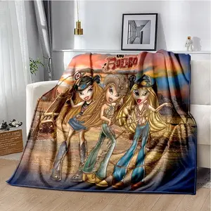Bratz Kawaii Cartoon anime Cute Throws Blanket Kids Super Soft Blankt for Travel Couch Bed Picnic Flannel Blanket Birthday Gift