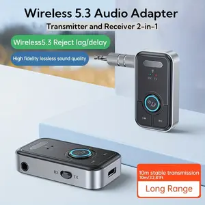 2-In-1 BT 5.3 Audio Adapter That Functions As Both a Transmitter And Receiver, Featuring a Rechargeable Wireless Design with High-Quality Sound, a Range of 10M/32.81Ft, Low Latency, And a Versatile Plug Suitable for Speakers, Tvs, Pcs bluetooth