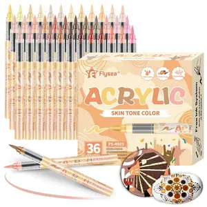 36-Piece Skin Color Acrylic Paint Brush Set, 0.7mm Fine Tip, Non-Toxic Odorless Art Markers, Ideal for Crafts DIY Gifts Durable Long-Lasting, Acrylic Paint Pen, Acrylic Painting Pen