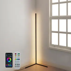 RGBCW LED Corner Floor Lamp, Minimalist Dimmable Party Mood Light, 57" Standing Tall Lamp, 3000K-6000K Warm White Light, for Living Room Bedroom Home Office Party Gaming Room, Perfect Christmas Gift, for Halloween Christmas New Year Decor