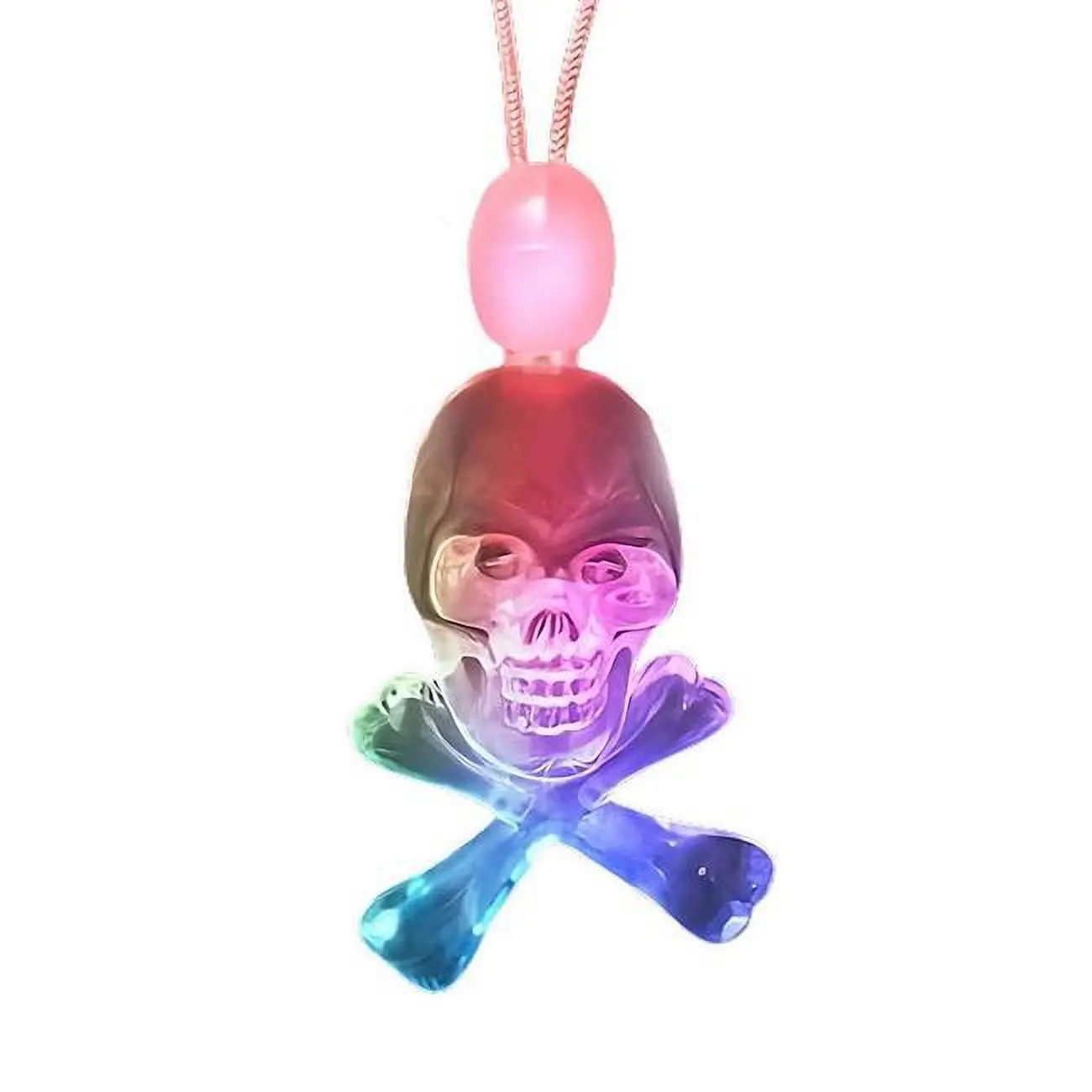 Unisex Halloween Pirate-Themed LED Glow Glossy Acrylic Skull Charm Necklace, 27in Skull & Crossbones Design, Festive Party Supply, Party Bag Gift Item