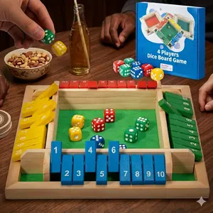 Family Fun Shut the Box Game - 4 Player Solid Wood Strategy Dice Game | Teaches Math Logic, Reduces Screen Time | Perfect for Game Nights, Camping & Travel
