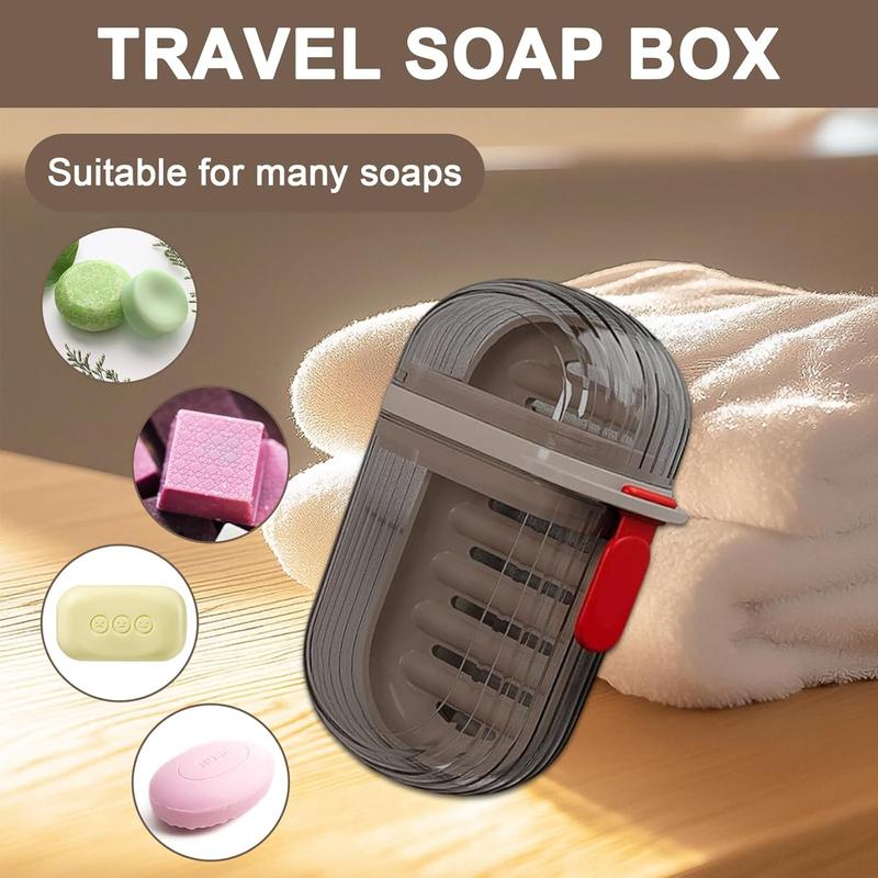 Travel Soap Case, Leakproof Soap Container with Lid, Portable Bar Soap Holder for Shower, Gym, Camping - Transparent