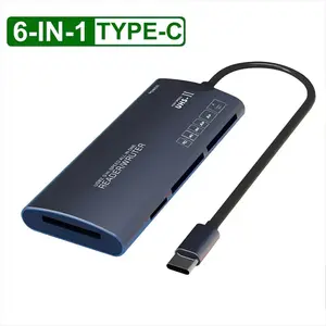6-In-1 Multi-Functional SD/TF/xd/cf/m2 Card Reader Adapter, USB 2.0/Type-C, High Compatibility, Ideal for Data Transfer & Storage Management