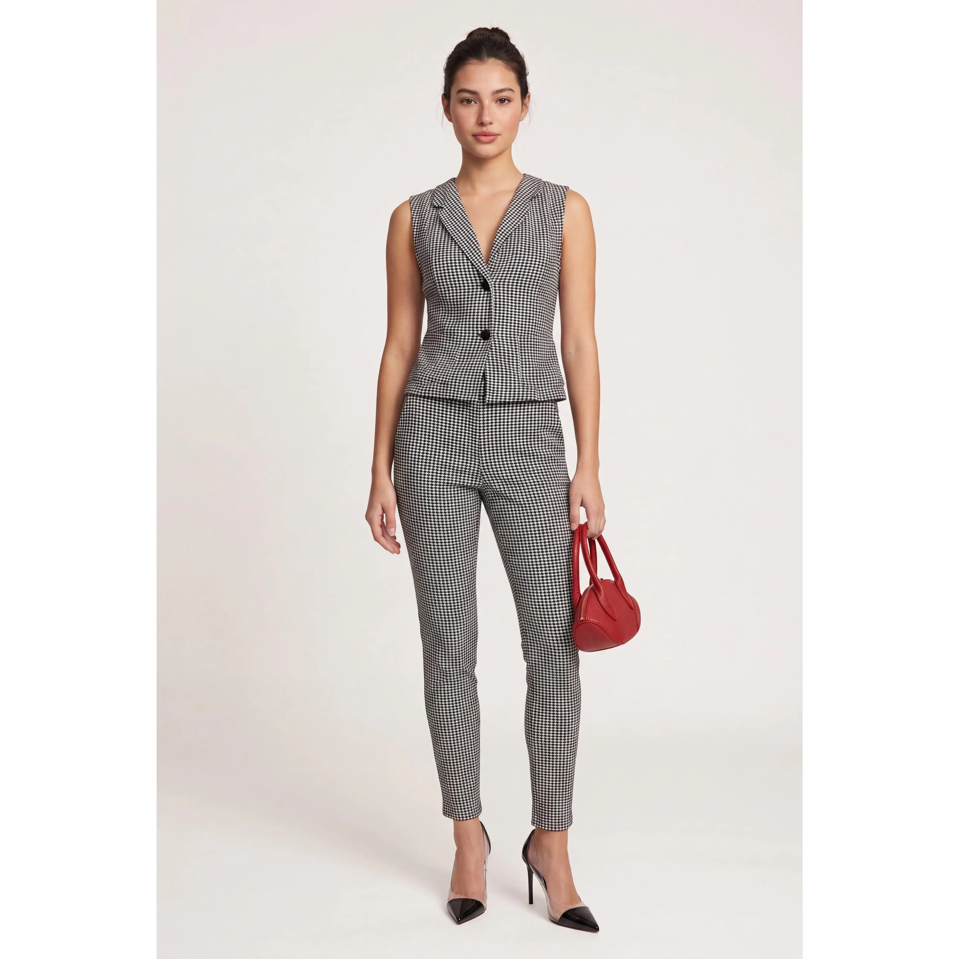 Houndstooth Blazer Vest and Pants Set